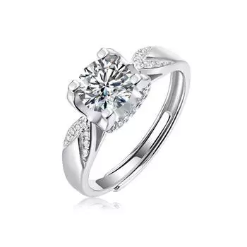 Bague Ringen Silver S925 Набор с камнем Моссан 1 карат Ласточкин хвост Голова быка Женское кольцо Трендовое регулируемое Nude Cargo белый