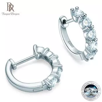 Bague Ringen, стерлинговое серебро 925 пробы, 3,5 мм, морсонит круглой огранки, классические, хит продаж, серьги-гвоздики для женщин, ювелирные изделия с тонким темпераментом, подарок на День матери 3.5mmx10p белый