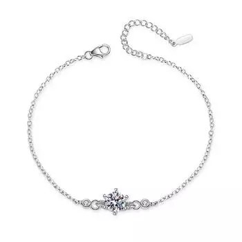 Bague Ringen Стерлинговое Серебро S925 Классический Шесть Коготь 1 карат D Цвет Муассанит Бриллиантовый Браслет Для Девочек Нишевый Дизайн Роскошные Ювелирные Изделия 1ct adjustable чёрный