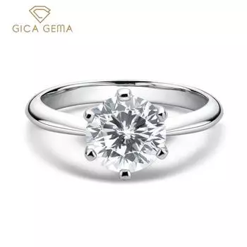 Bague Ringen, сверкающие 2 карата, настоящие обручальные кольца с муассанитом для женщин, белое золото 18 карат, цвет 100% стерлингового серебра 925 пробы, изысканные ювелирные изделия, подарок US 4