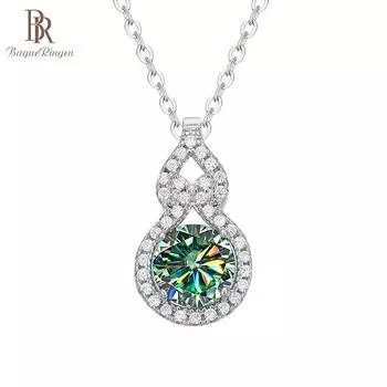 BagueRingen модное женское ожерелье из стерлингового серебра 925 пробы D-цвет 1 карат с муассанитом и бриллиантами ювелирные изделия женский кулон на ключице 1ct 45cm синий