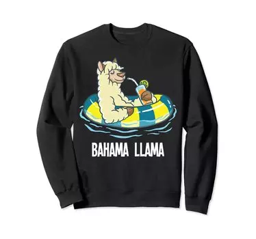Bahama Llama Beach Cocktail Party Alpaca Summer Swimming Sweatshirt чёрный
