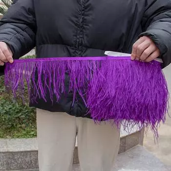 Бахрома с фиолетовыми страусиными перьями, 1 метр, 8-10 см, лента с натуральными перьями для свадебного украшения, праздничное платье, аксессуары для одежды 8-10cm