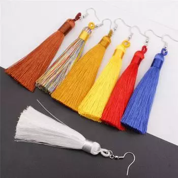 Бахрома, вариация цвета, длинная кисточка, изысканные женские серьги в стиле бохо, популярные висячие серьги, разноцветные модные 8*2cm белый