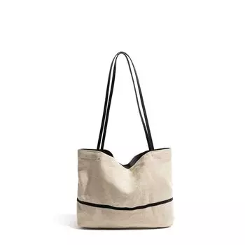 Bai Tiya Bag Women 2025 New Versitile Fashion Leisure Idle Style Daily Work Commuter Shoulder Tote Bag Flaxen