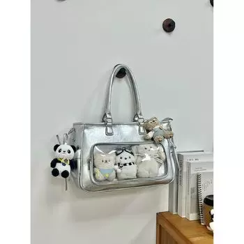 Bai Tiya Concert Hidden Things Dark Layer Bag Two-Dimensional Shoulder Pain Bag Backpack Support Light Card Star Chasing Bag Silver-No Hanging