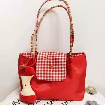 Bai Tiya Cute Bag Red Shoulder Portable Storgage Bag 2025 New Commuter Casual Tote Bag All-Matching Red separate bag
