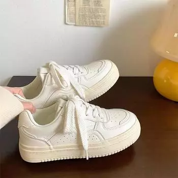 Baikuang new autumn thick-soled heightening breathable little white shoes women s versatile sports and leisure big head shoes board shoes 35 бежевый