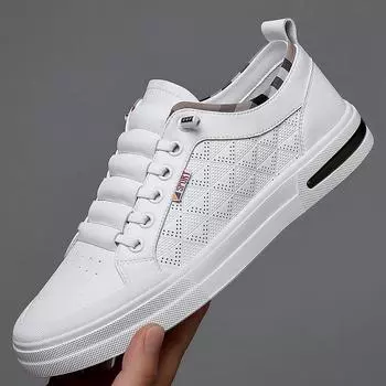 Baita men s shoes inner height-increasing board shoes 2024 spring and autumn men s casual leather shoes soft leather soft sole breathable smal 37