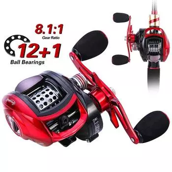 Baitcasting Катушки Большой емкости Низкопрофильный Высокоскоростной Baitcaster Fishing