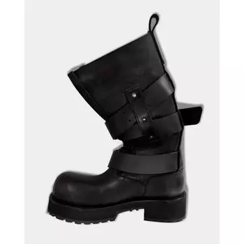 Bajia retro belt buckle venom boots summer new bundle mouth big tube circumference thick bottom heightening punk locomotive boots 35