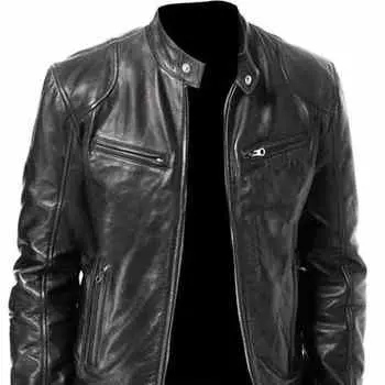 Байкерская кожаная куртка Cafe Racer Черно-коричневая из мягкой овечьей кожи XS чёрный