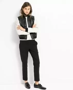 Байкерская куртка ручной работы из натуральной черной и белой кожи для женщин, 100% овчина, мотоцикл XS чёрный