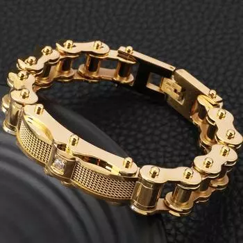 Байкерские украшения, потертый вид, велосипедная цепь, мужские браслеты, винтажный черный, нержавеющая сталь, мотоцикл, велосипедная одежда, браслет CZ для мужчин 20CM чёрный