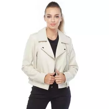 Байкерское женское кожаное пальто из натуральной кожи