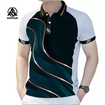 Baju Polo Perniagaan Lelaki Jenama Untuk Lelaki Lengan Pendek Рубашка-поло Тонкая поло Повседневная Lengan Pendek Atas S