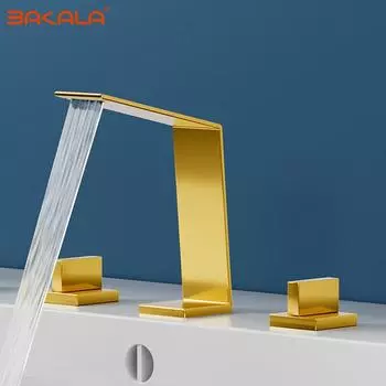 BAKALA Chrome Водопадный смеситель для ванной комнаты Белый Черный Матовый Золотой Две ручки Холодная и горячая вода Керамический клапан сердечник белый