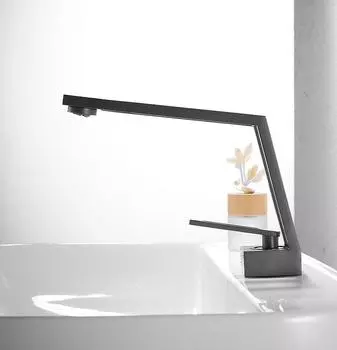 BAKALA Новый дизайн смеситель для раковины в ванной комнате Смеситель для холодной и горячей воды Смеситель для раковины с одной ручкой, монтируемый на бортике, черный кран