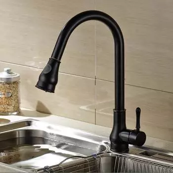 BAKALA Роскошный хромированный/черный/никелированный латунный смеситель с современной отделкой, выдвижной смеситель для кухни, монтируемый на бортик BR-9206