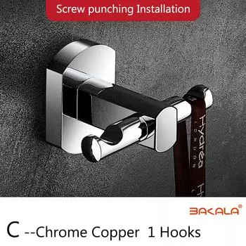 BAKALA Роскошный хромированный латунный настенный крючок для полотенец, черные крючки для ванной комнаты, золотой медный кухонный крючок, медный крючок для одежды