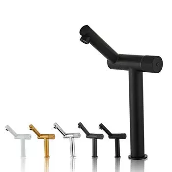 BAKALA Ванная комната Черный смеситель для раковины Горячая и холодная вода Складной смеситель для крана Напольный монтаж Многофункциональный хромированный