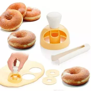 Baking Accessories DIY Donut Mold Cake Decorating Tools Plastic Desserts Bread Cutter Maker Baking Supplies Kitchen Tools жёлтый