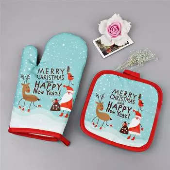 Baking Anti-Hot Gloves Pad 2pcs/set Christmas Kitchen Mat Oven Mitt Baking specific Oven 26*16cm