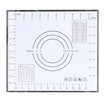 Baking Mat Silicone Non Slip Heat Resistant Dough Mat with Scale for Home Kitchen 29x26cmBlack