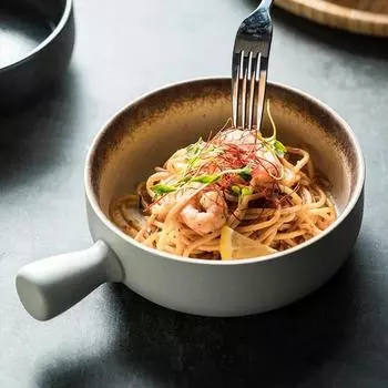 Baking oven cheese baked rice salad bowl creative anti scalding single handle Noodles in soup owl instant noodle fruit bowl 600ML