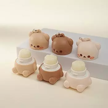 Бальзам для губ Cute Little Bear для детей, увлажняющий, против сухости, против трещин, мини-бальзам для губ с украшениями в виде брелока для ухода за губами peach