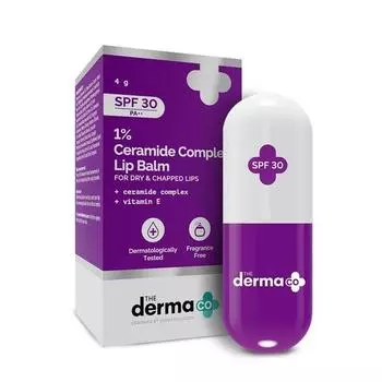 Бальзам для губ Derma Co 1% Ceramide Complex с керамидами и витамином E, SPF 30 PA++ для сухих и потрескавшихся губ - 4 г