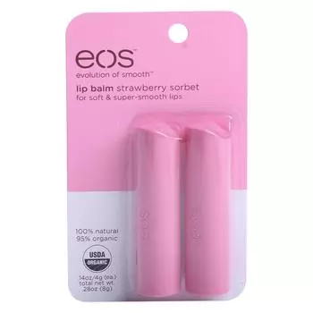 Бальзам для губ Eos 2 упаковки по 8 г, Клубничный сорбет, 1 упаковка