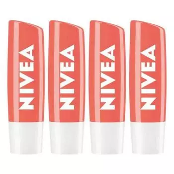Бальзам для губ Nivea Lip Care, персиковый блеск, 4,8 г, 4 шт.