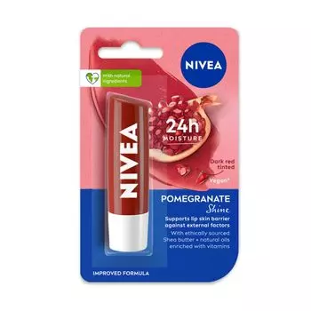 Бальзам для губ NIVEA Shine Caring, гранат, 4,8 г, красный