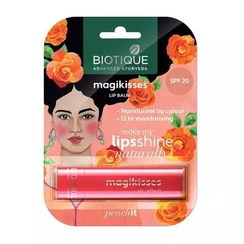 Бальзам для губ Персик (4 г), Magikisses Lip Balm Peach It, Biotique