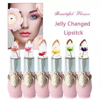 Бальзам для губ с желе из сушеных цветов Увлажняющий гладкие тонкие линии Чашка с антипригарным покрытием Губная помада с изменением температуры Легко носить n