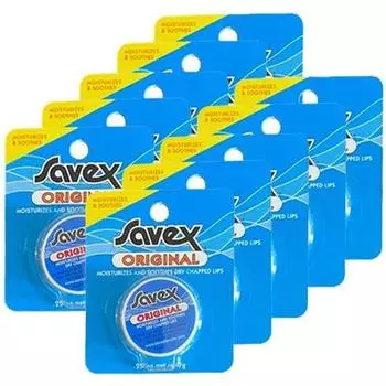 Бальзам для губ Savex в баночке 7 г, набор из 10 штук Savex Lip Care Normal/Original/Vanilla … [Товар]