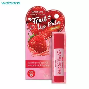 Бальзам для губ Watsons Love My Glow Fruit Клубника SPF10, масло семян клубники, увлажняет и смягчает, 3,5 г. 3.5 g.