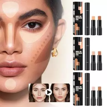 Бальзам-карандаш Profile Sticks Shades с хайлайтером, бронзатором и румянами, нежирный и водостойкий контурный карандаш, легко скульптурирующий лицо, 4,5 г*2 One Size