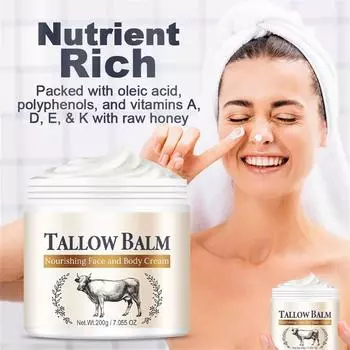 Бальзам на основе говяжьего жира и меда, без запаха, крем для лица, лосьон для тела и бальзам для губ, изготовленный из травяного сырья, выращенного на травяном корме One Size