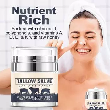 Бальзам на основе говяжьего жира и меда, без запаха, крем для лица, лосьон для тела и бальзам для губ, изготовленный из травяного сырья, выращенного на травяном корме One Size
