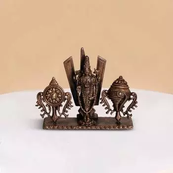 Balaji Idol 200gm | Pure Copper Tirupati Venkateswara | SCN Style Handmade Idol for Puja | South Indian Temple Decor