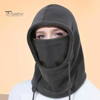 Балаклава для холодной погоды, бархатная теплая лыжная подушка для лица, зимняя ветрозащитная шапка с капюшоном, шарф, утеплитель для шеи для мужчин и женщин чёрный