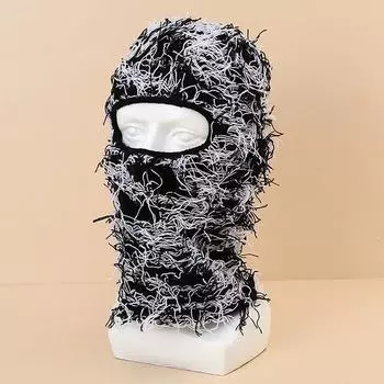 Балаклава состаренная лыжная маска вязаная шапка зимняя теплая полнолицевая широкая маска лыжные шапки для мужчин и женщин камуфляжная балаклава as the picture