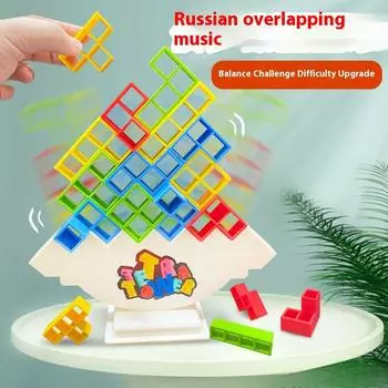 Балансировочная игра качающаяся стека высокая русская строительная стопка блоков музыкальная детская концентрация настольная игрушка