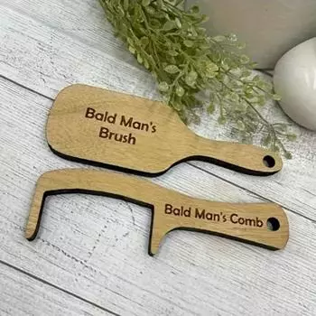 Bald Man s Comb Funny Wooden Toothless Comb Brush Bald Hair Joke White A
