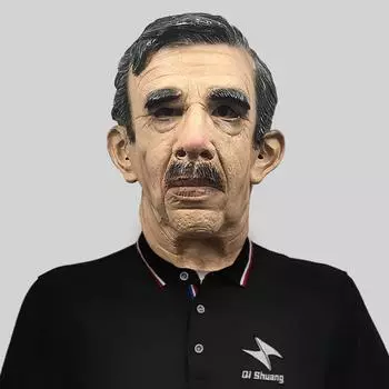 Balding Uncle Lively Latex Face Mask For Costume Parties Halloween Celebrations And Fun Black Hair Elder