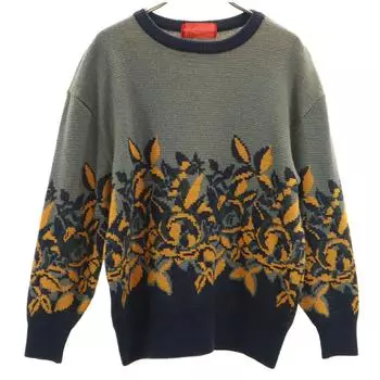 BALENCIAGA 90s Old Floral Long sleeve sweater M Charcoal gray knit Women Used