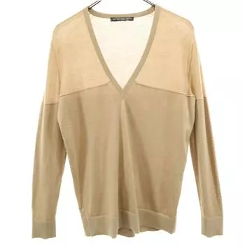 BALENCIAGA Long sleeve V neck sweater 38 beige Men s Used