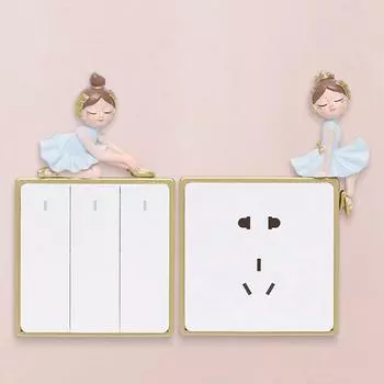 Балерина, наклейка на переключатель, 3D, милая фея, узор, настенные наклейки, украшение для интерьера из смолы, настенные наклейки, подарок, скандинавский домашний декор